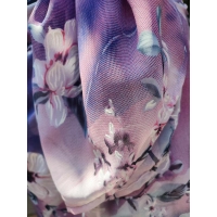 Wzorzysta spódnica plażowa chusta PAREO L/XL liliowe kwiaty